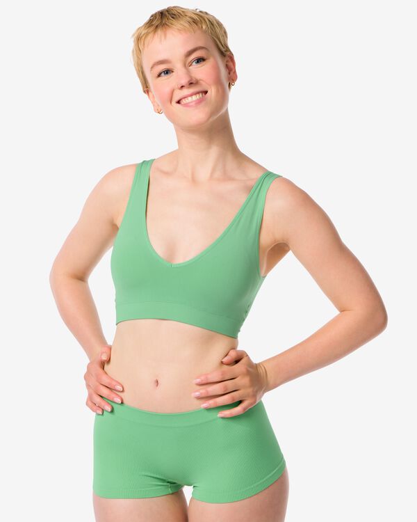 Damen-Boxershorts, gerippt, nahtlos grün grün - 21950835GREEN - HEMA