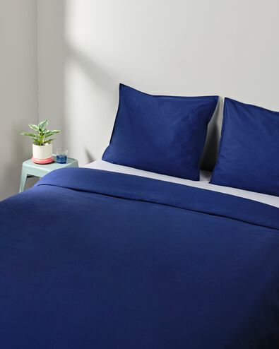 housse de couette 200x200/220cm coton h&ocirc;tel percale bleu fonc&eacute; - 5750168 - HEMA