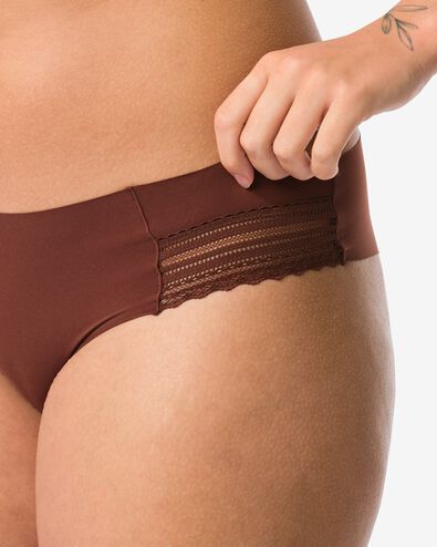 slip br&eacute;silien femme microfibre avec dentelle marron fonc&eacute; - 19641445DARKBROWN - HEMA