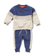 baby kledingset sweatbroek en sweater kleurblokken blauw blauw - 1000029763 - HEMA