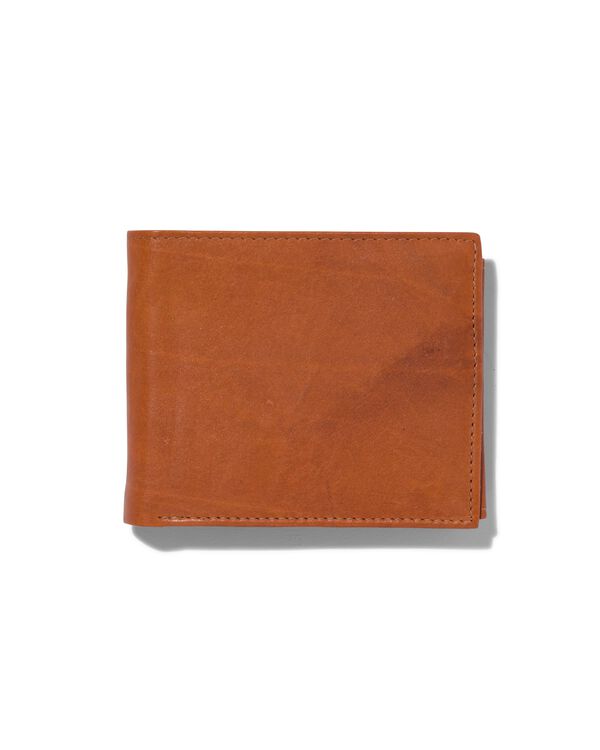 billfold portemonnee bruin leer RFID 9.5x11.5 - 18140061 - HEMA