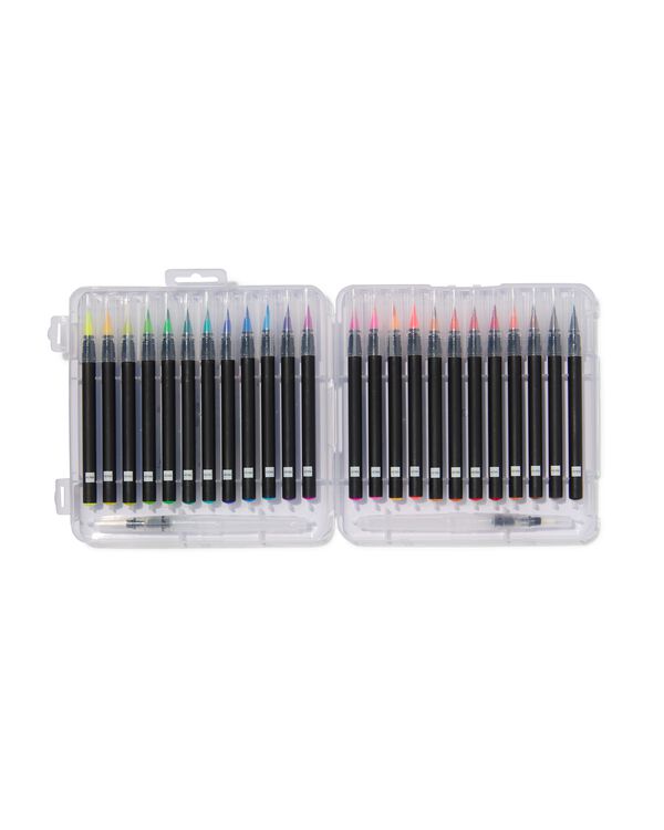 26 stylos pinceaux + pinceaux à eau rechargeables - 60720095 - HEMA