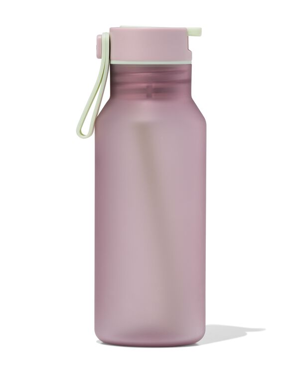 waterfles met rietje 430ml roze - 80650231 - HEMA