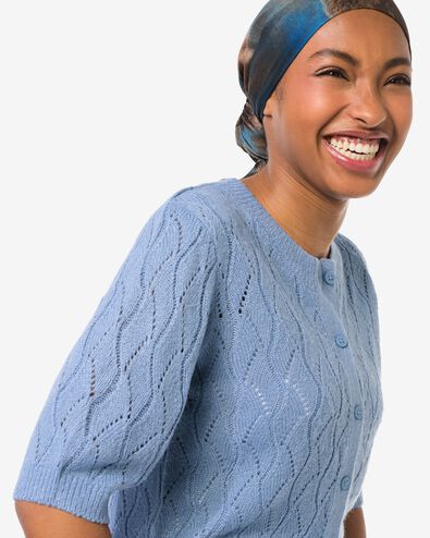Damen-Strickjacke Golda, Ajour blau blau - 36205760BLUE - HEMA