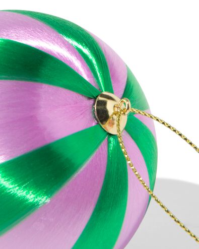 boule de No&euml;l 6,9cm satin rayures lilas-vert - 25101447 - HEMA