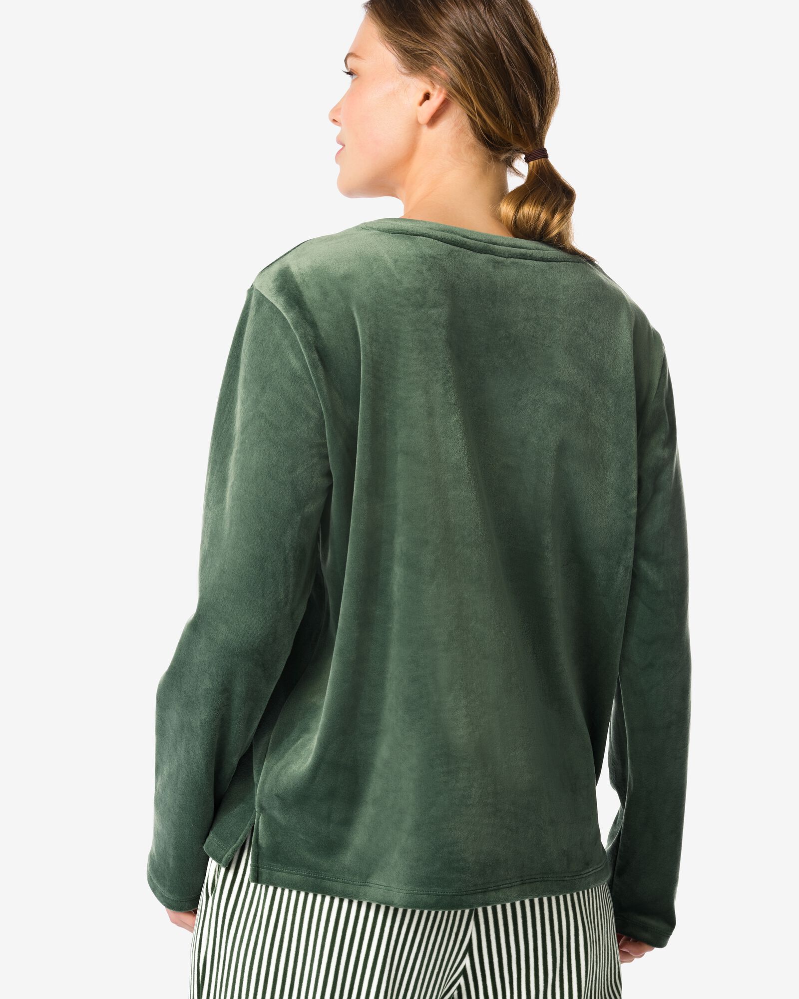 Damenshirt aus Samt dunkelgr&uuml;n dunkelgr&uuml;n - 23401030DARKGREEN - HEMA