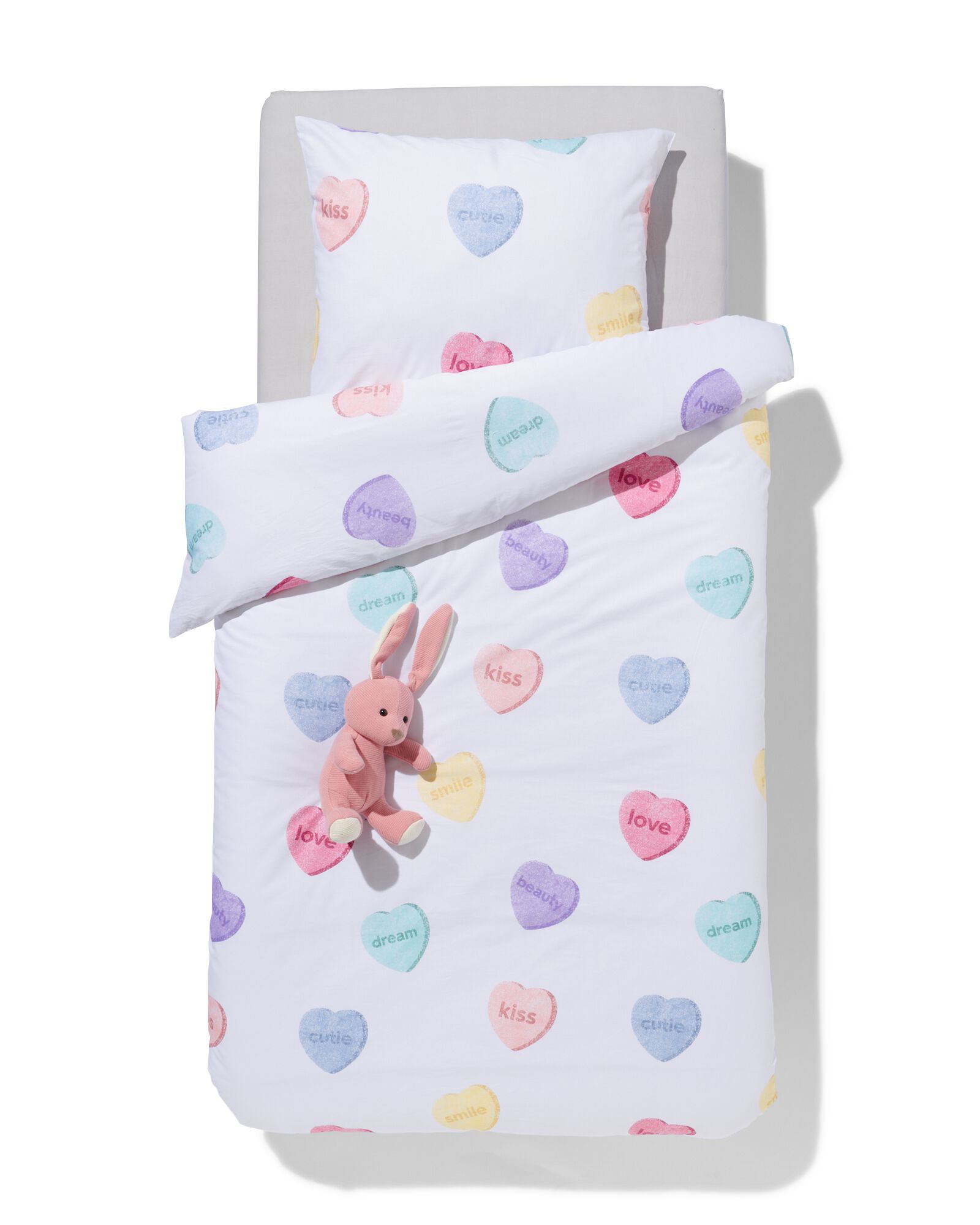 housse de couette enfant 140x200 coton doux petits c&oelig;urs - 5730211 - HEMA