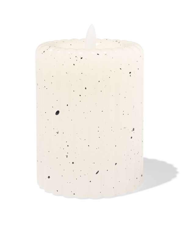 bougie pilier LED &Oslash; 7,5 x 10 cm nervures mouchetures ivoire - 13550162 - HEMA