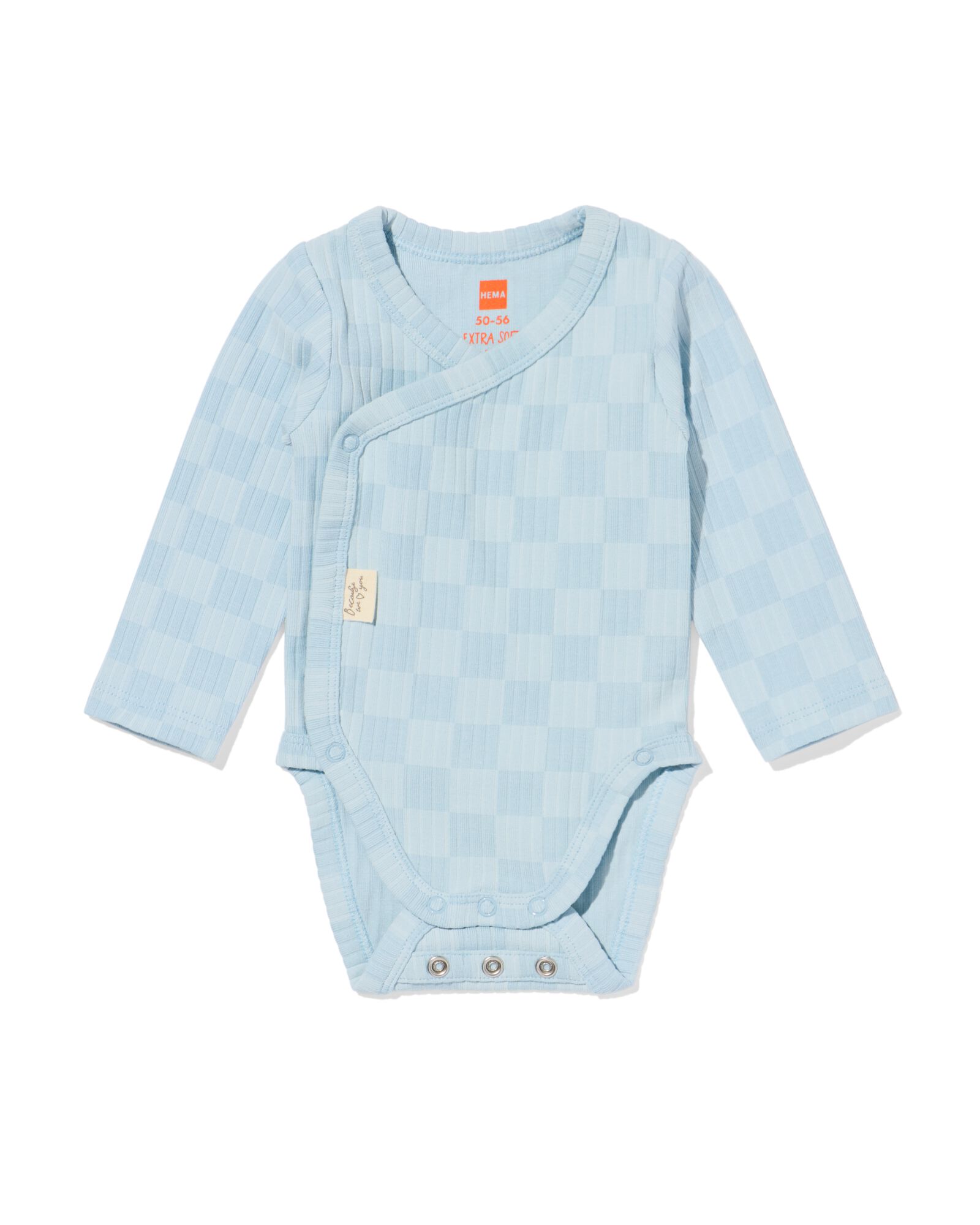 Newborn mitwachsender Wickelstrampler, gerippt, Farbbl&ouml;cke hellblau hellblau - 33438020LIGHTBLUE - HEMA