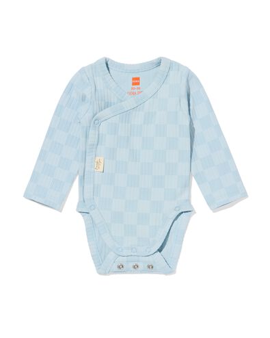 Newborn mitwachsender Wickelstrampler, gerippt, Farbbl&ouml;cke hellblau hellblau - 33438020LIGHTBLUE - HEMA