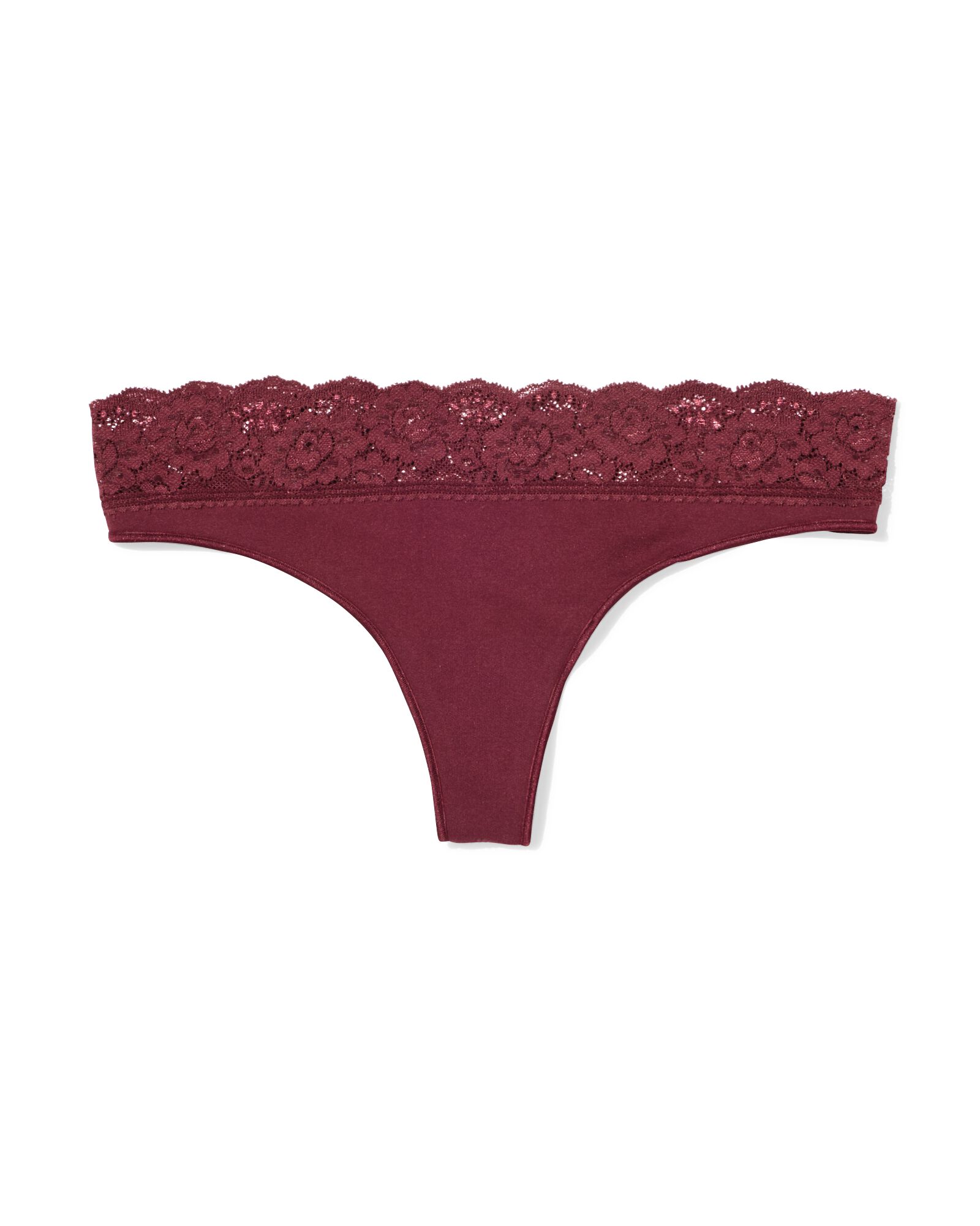 Damenstring nahtlos aus Mikrofaser mit Spitze bordeauxrot - 19611724BURGUNDYRED - HEMA