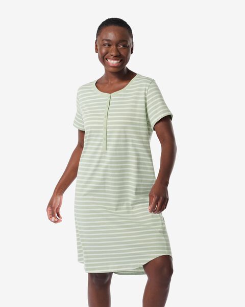 chemise de nuit femme en coton vert - 1000030230 - HEMA