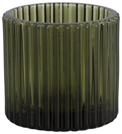 Teelichthalter, Glas mit Rillen, Ø 7 x 6,5 cm, grün - 13322117 - HEMA