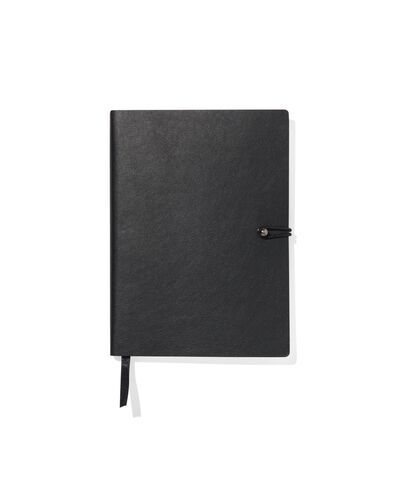 notitieboek gelinieerd PU zwart 12.9x17.8 - 14100141 - HEMA
