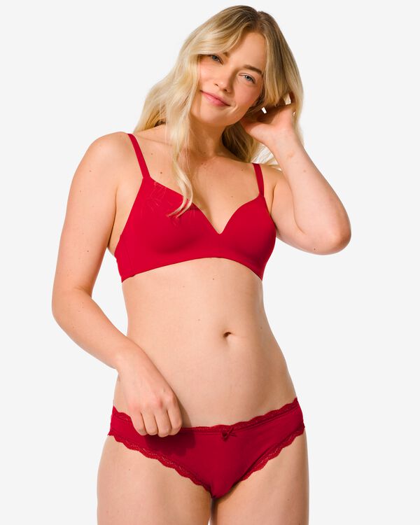 slip femme en coton avec dentelle rouge rouge - 19650125RED - HEMA