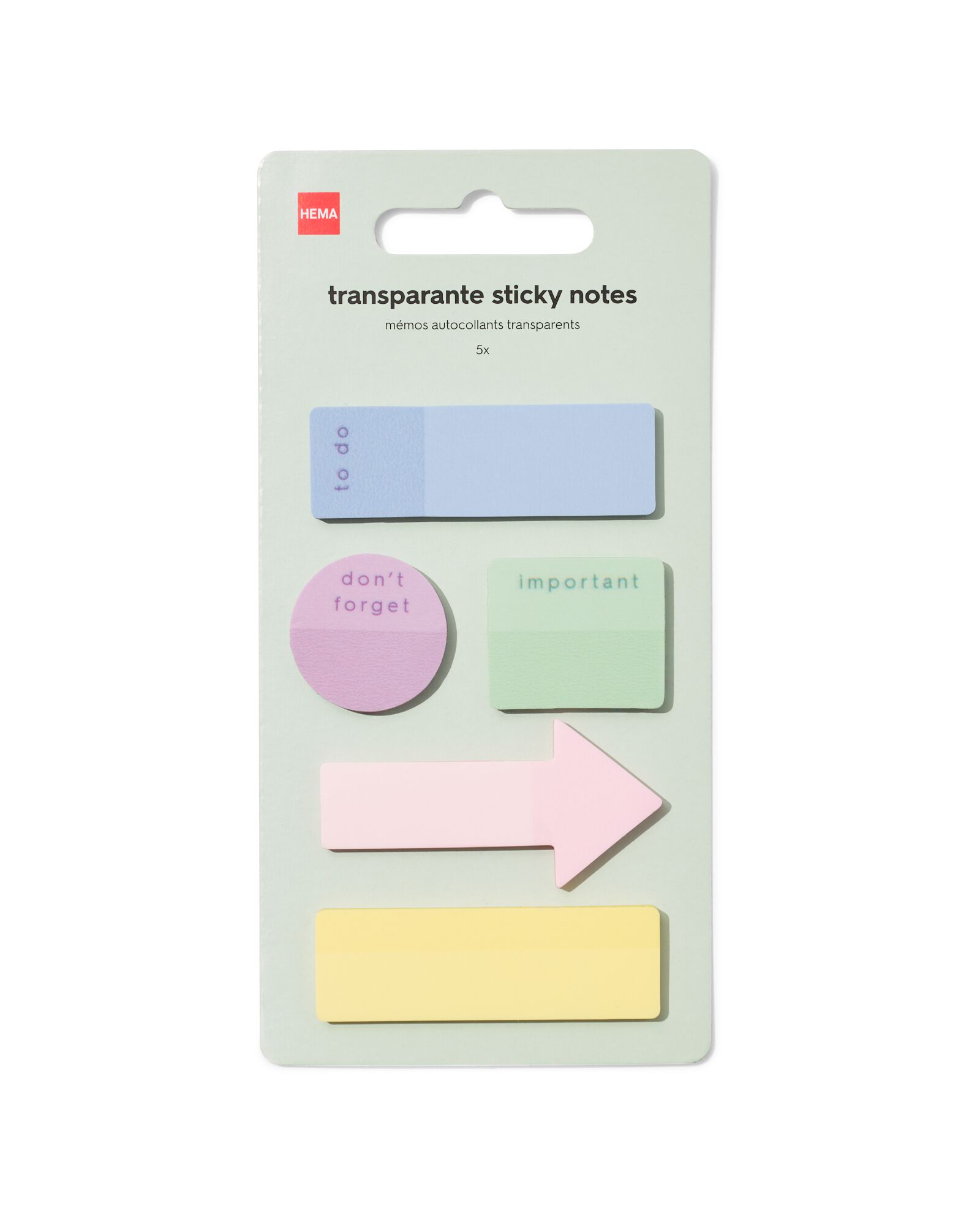 Notizbl&auml;ttchen 7,5 &times; 14,5 cm transparent &ndash; 5 St&uuml;ck - 14103715 - HEMA