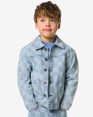 kinderspijkerjas blokken blauw - 30718001BLUE - HEMA