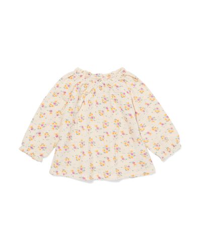 newborn shirt mousseline bloemen ecru ecru - 33421220ECRU - HEMA