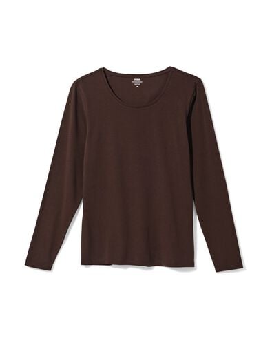 Damen-T-Shirt, enge Passform, Rundhals braun braun - 36310370BROWN - HEMA