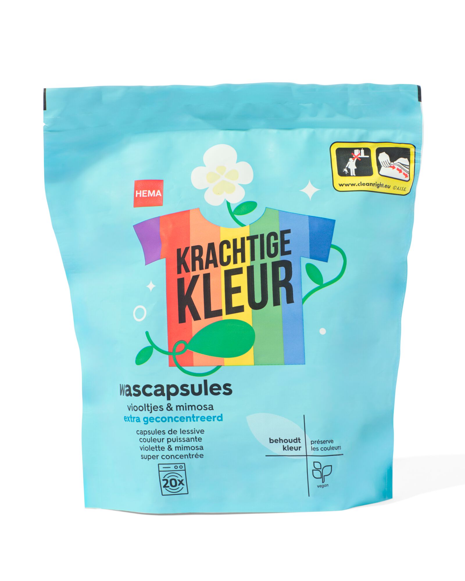 wascapsules kleur eco viooltjes en mimosa - 20 stuks - 20520071 - HEMA
