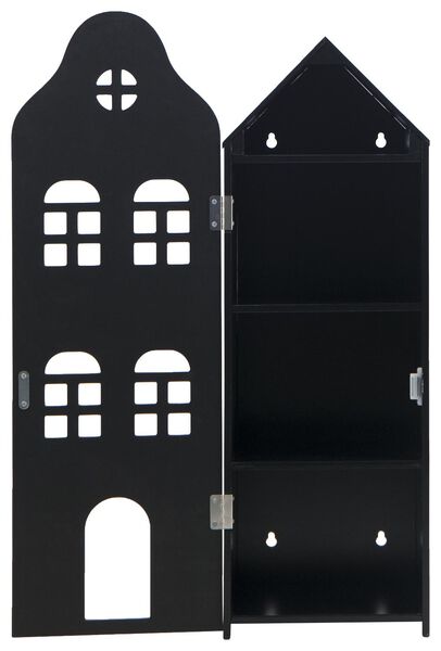 grachtenpand hout zwart krijtbord 24.5x25x75 - 15130037 - HEMA
