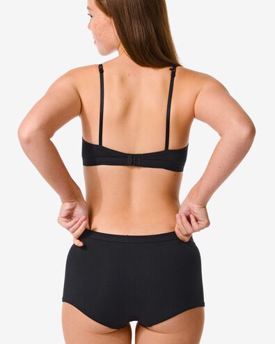 shortie haut à côtes en coton stretch pour femme noir XS - 21950020 - HEMA