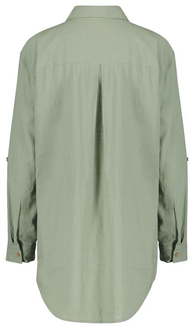 dames blouse met linnen lichtgroen - 1000024277 - HEMA