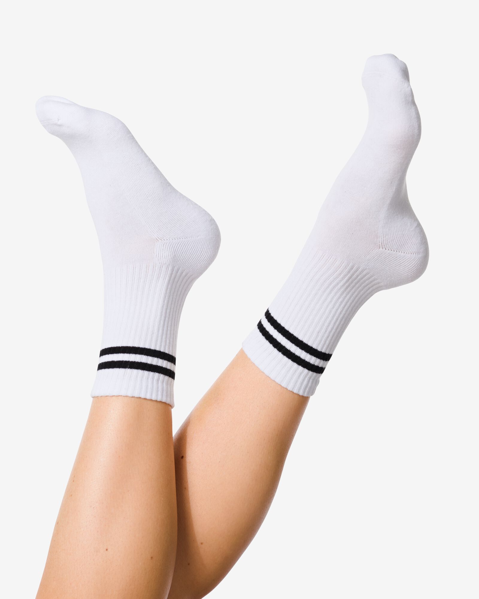 2 paires de chaussettes de sport femme 3/4 avec coton blanc - HEMA
