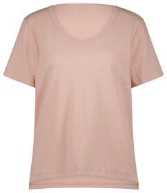 Damen-T-Shirt Car, Leinen/Baumwolle rosa rosa - 1000027993 - HEMA