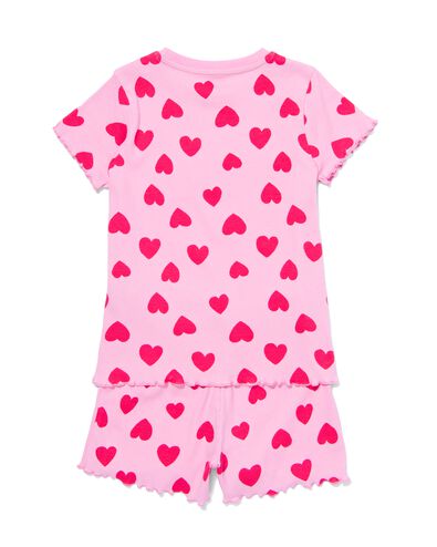 pyjacourt enfant avec coeurs côte coton/stretch rose rose - 23091580PINK - HEMA