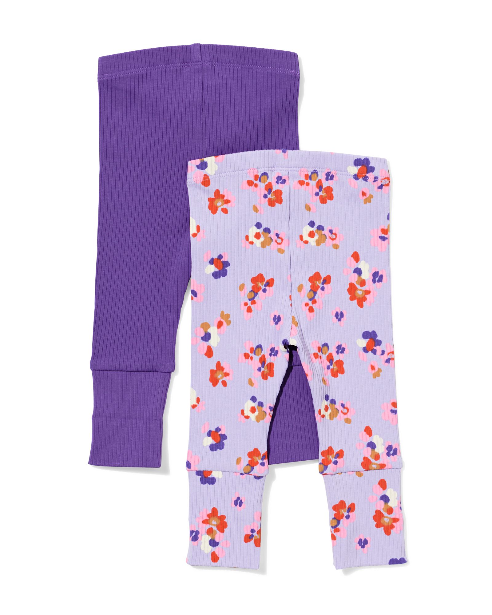 baby meegroeilegging rib bloemen paars - 33039570PURPLE - HEMA