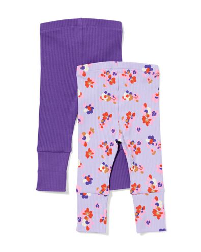 baby meegroeilegging rib bloemen paars - 33039570PURPLE - HEMA