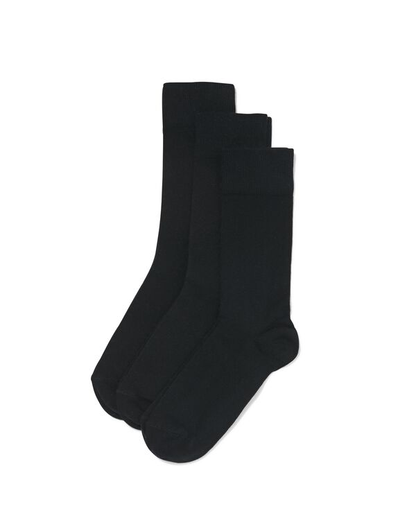 3er-Pack Herren-Socken, Biobaumwolle schwarz schwarz - 1000001344 - HEMA