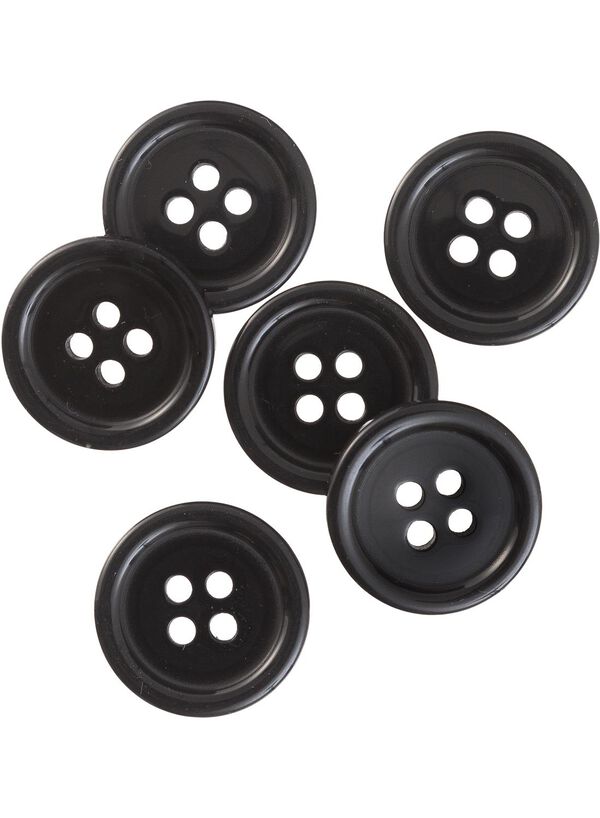 6 boutons noirs Ø20mm - 1432631 - HEMA