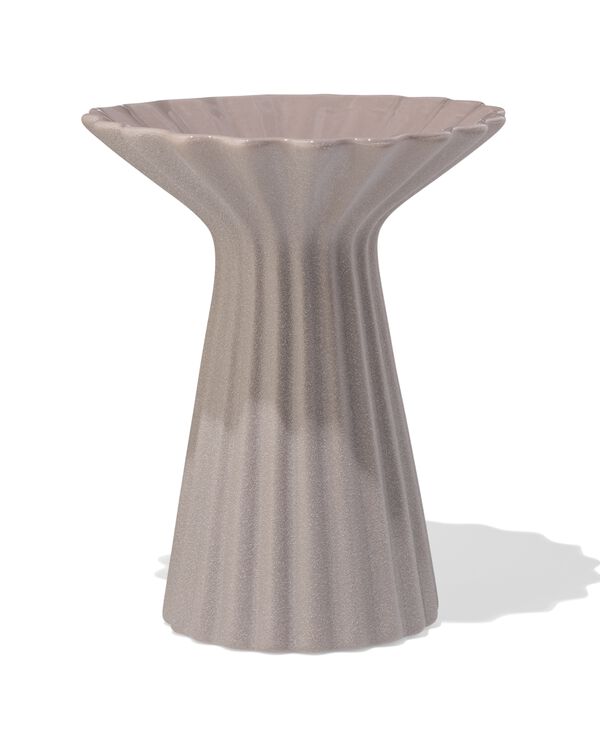 vaas ⌀20x25cm keramiek ribbel kraag taupe  - 13326017 - HEMA