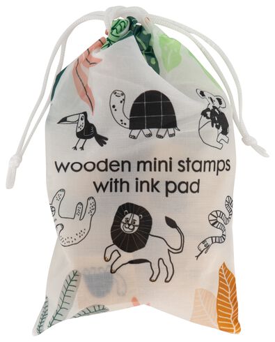 mini tampons en bois animaux avec tampon encreur - 15980168 - HEMA