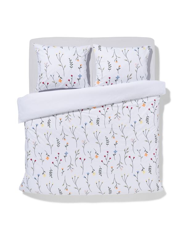 dekbedovertrek zacht katoen 240x200/220 bloemen wit - 5790205 - HEMA