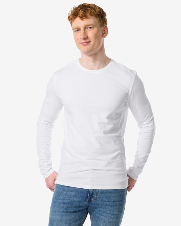 t-shirt homme slim fit blanc blanc - 1000009581 - HEMA