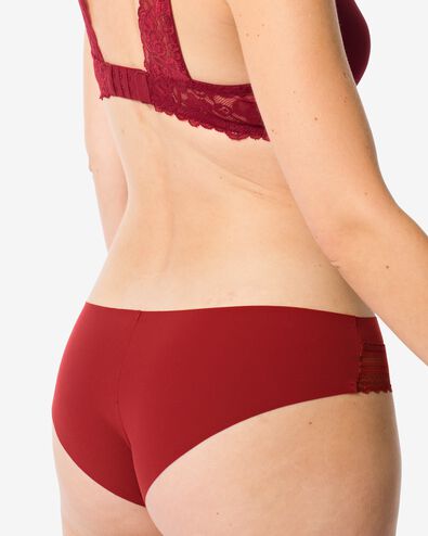 dames brazilian micro met kanten inzet donkerrood - 19641435DARKRED - HEMA