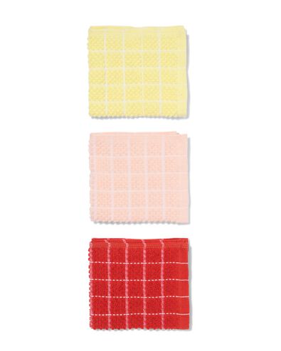 3 lavettes 30x30 coton rouge-rose-jaune - 5470022 - HEMA