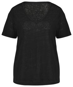 Damen-T-Shirt Car, Leinen/Baumwolle schwarz schwarz - 1000024302 - HEMA