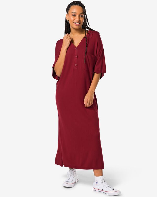 robe femme en maille avec col polo Finley rouge rouge - 36269545RED - HEMA