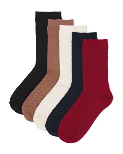 chaussettes zigzag pour femmes - 5 paires rouge fonc&eacute; 39/42 - 4280617 - HEMA