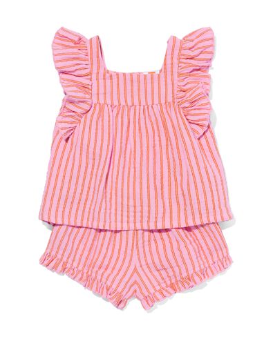 baby kledingset shirt en broekje mousseline strepen roze 68 - 33047452 - HEMA