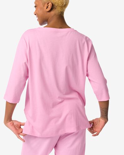 Damen-Pyjamashirt, Baumwollanteil neonrosa XL - 23470194 - HEMA