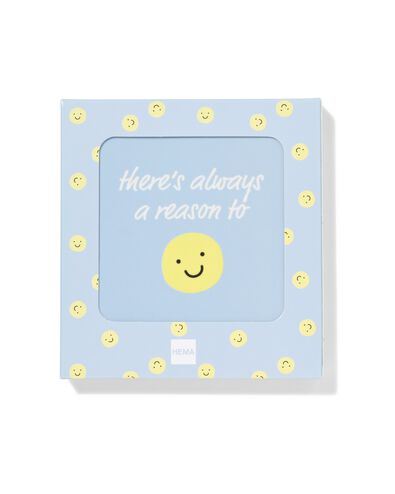 carreau 10x10 cm c&eacute;ramique visage "there's always a reason to" bleu clair - 61100289 - HEMA