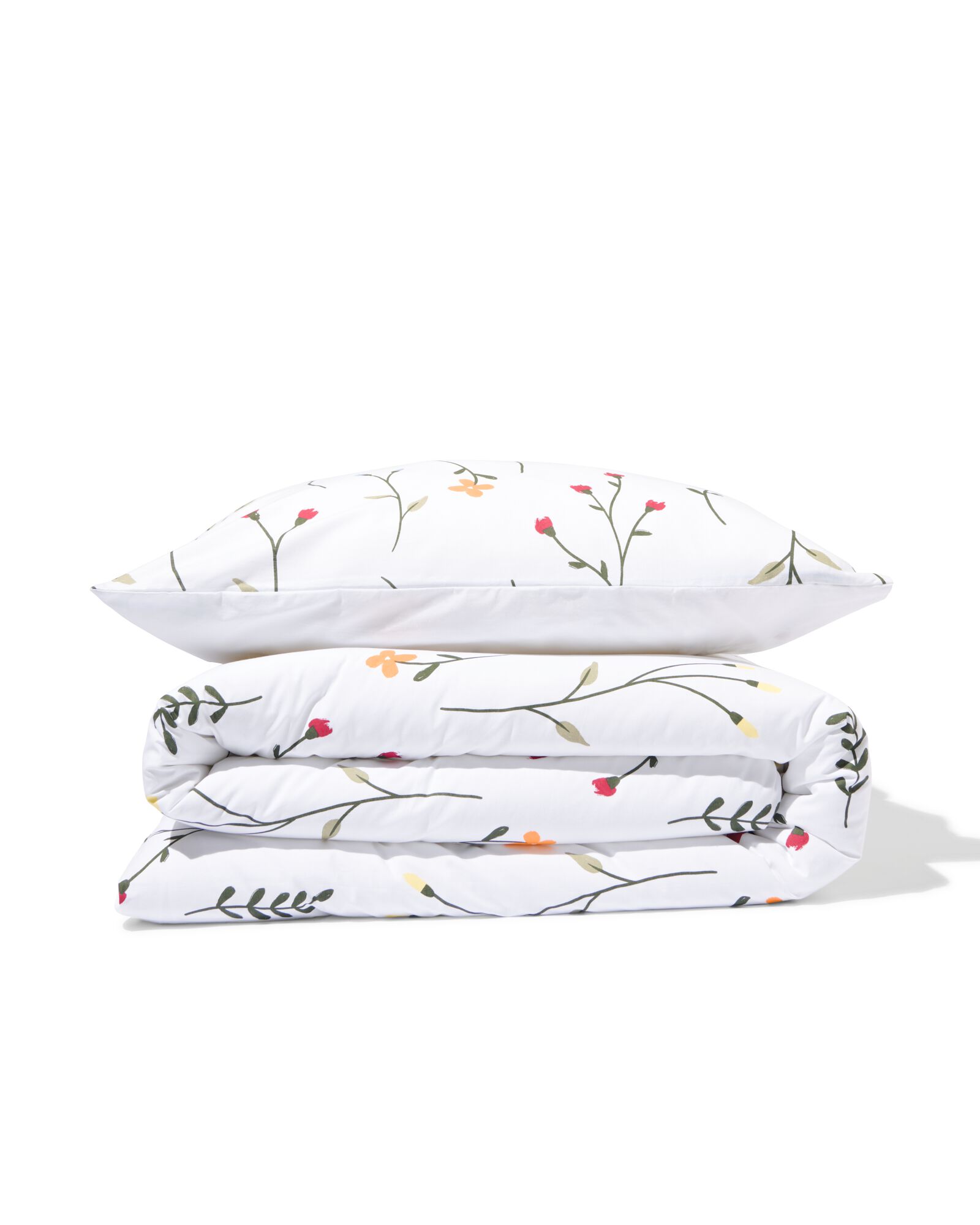 housse de couette en coton doux 140x200/220 fleurs blanc - 5790203 - HEMA