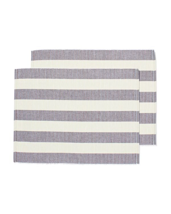 sets de table 35x45cm coton rayures bleu-brun - lot de 2 - 5300148 - HEMA