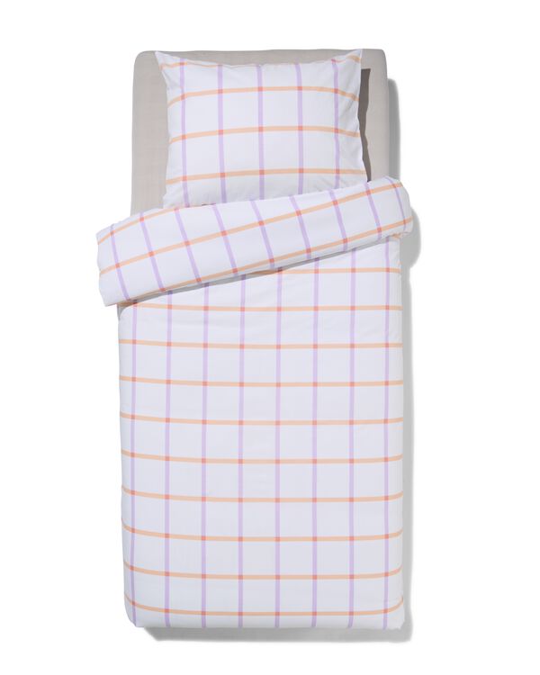 housse de couette 140x200/220 coton doux &agrave; carreaux lilas - 5760125 - HEMA