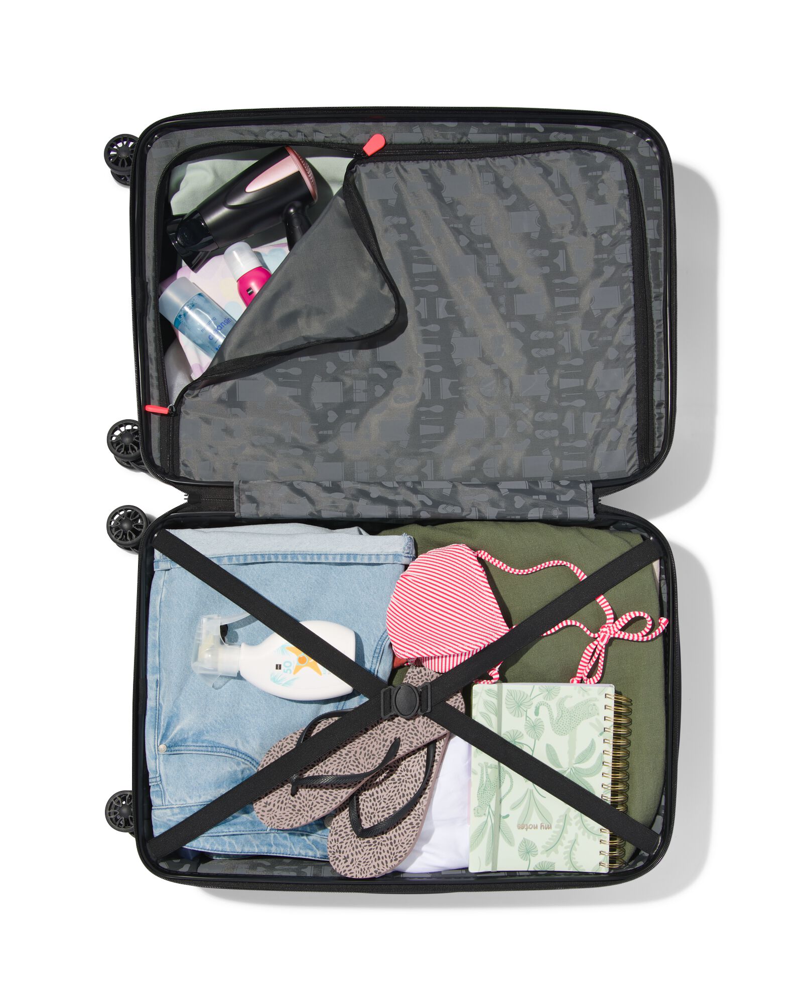 koffer ABS 43x25x66 zwart - 18630025 - HEMA